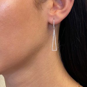 Rachel Koen Diamond Drop Earrings 18K White Gold 0.38Cttw